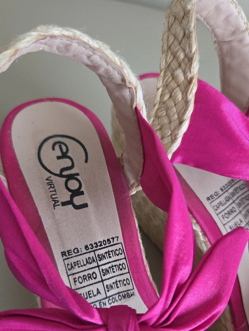 Women’s Bright Pink Braided Espadrille Wedge Sandals Size 7